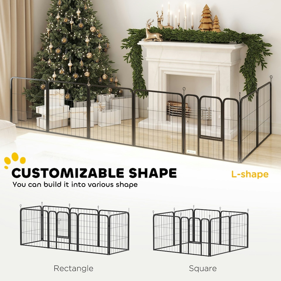 image 1 of PawHut Eight-Panel Dog Playpen with Door, for Indoor, Outdoor, 60cm Tall