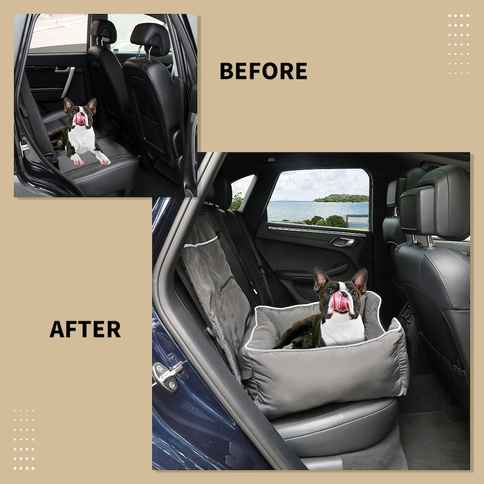 image 1 of Skylos Dog Car Booster Seat Pet Backrest Safe Protector Waterproof Travel Bed
