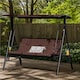 image 3 of Yaheetech 3-Seat Deluxe Outdoor Patio Porch Swing--Dark Brown | Brown | Dark Brown | 199 cm L ×112 cm W × 174.5 cm H | 1