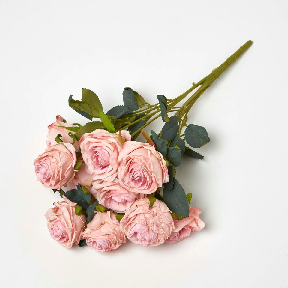image 1 of Homescapes Artificial Bouquet of Pink Roses