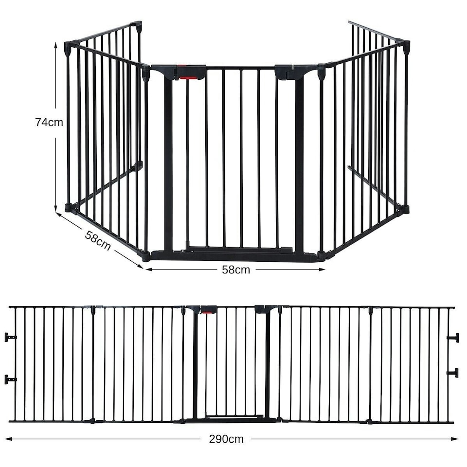 image 1 of COSTWAY 5 Panel Fireplace Fence Room Divider | Black | Not provided