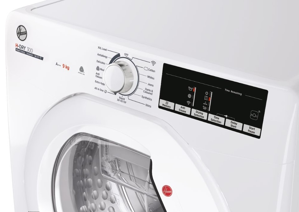 image 1 of Hoover HLE H9A3TE-80/N Heat Pump Tumble Dryer, 9kg, White, A+++ Rated