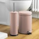 image 7 of Harbour Housewares Bathroom Bin & Toilet Brush Set - 3L - Matt Pink - Round Stainless Steel Slim Trashcan Rubbish Bin & Brush