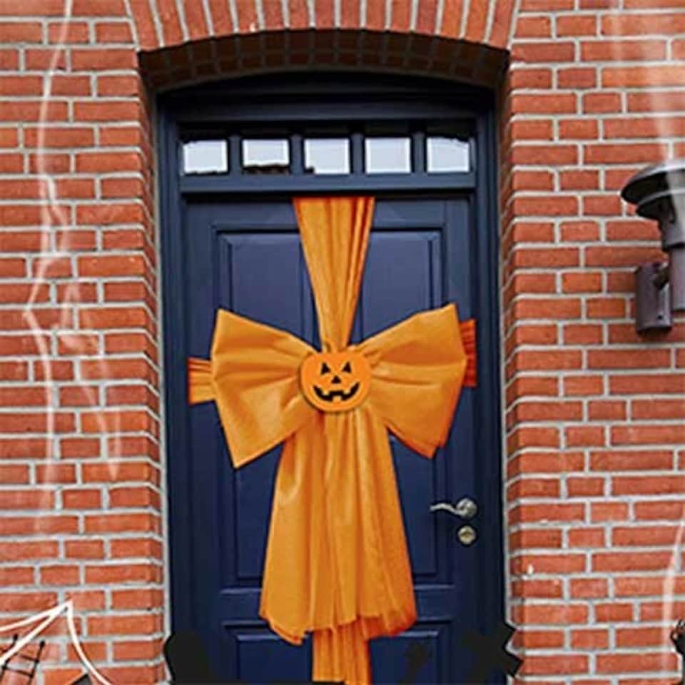 Orange Pumpkin Halloween Door Bow Decoration