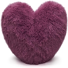 Homes-Linen Teddy Cuddles Heart Shape 3D Fleece Filled Cushion Soft Comfortable Warm & Cozy Home Décor Size 38cm 100% Polyester Teddy Heart Cushion N/A | Plum