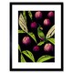 image 1 of Parrot Tree Fruit Green Purple Black Modern Vintage 9x7" Black Framed Wall Art Print