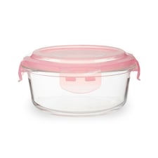 Interiors by Premier 620ml Round Food Storage Container, BPA-Free PP Pink Lid Kitchen Food Storage Container, Food Containers