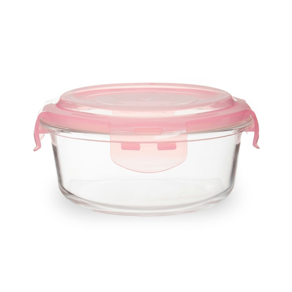 image 1 of Interiors by Premier 620ml Round Food Storage Container, BPA-Free PP Pink Lid Kitchen Food Storage Container, Food Containers