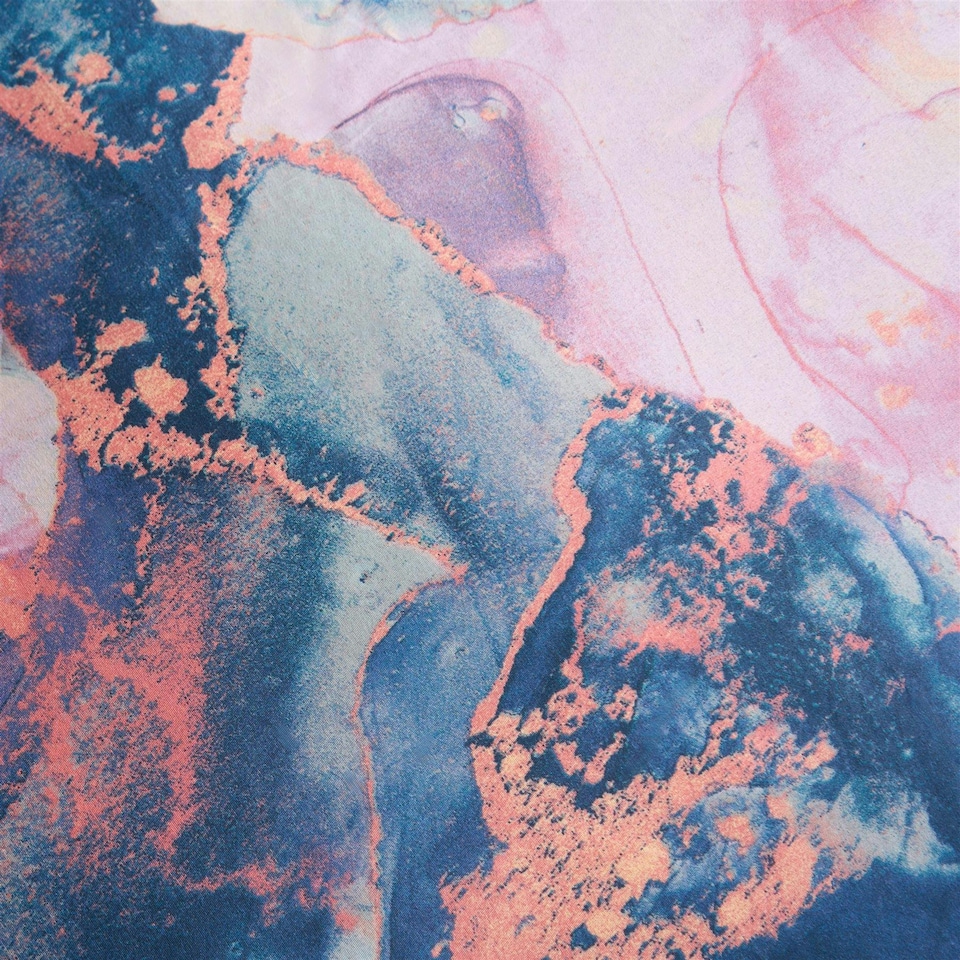 image 1 of OHS Marble Print Duvet Quilt Cover Bedding Set, Single - Lilac/Blue