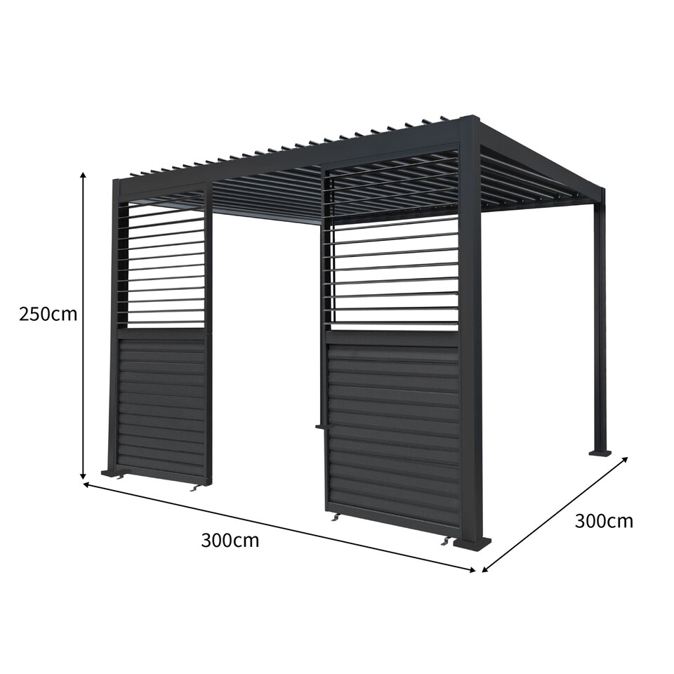 image 1 of Anthracite Aluminium Pergola With 2 x Shutter Panels - 3m x 3m