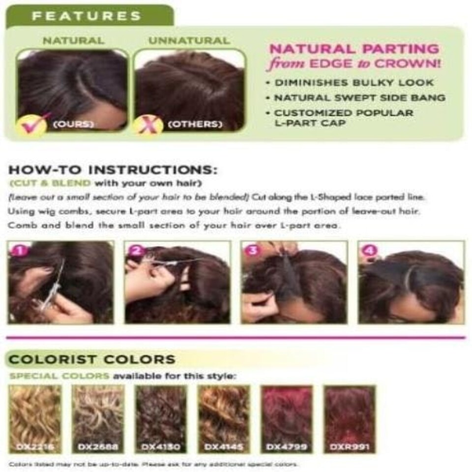 image 1 of Sensationnel Empress Lace Front L Shape Part Syn Wig Helena Multi | DXR991 | One Size