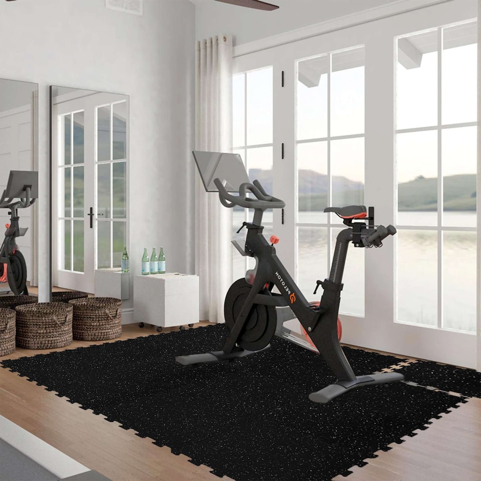 image 1 of 14mm Interlocking Rubber Topped EVA Foam Floor Mats - 62cm x 62cm | Black | Pack of 4