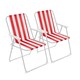 image 1 of Harbour Housewares Folding Metal Beach Chairs - Red Stripe - Pack of 2 | Red | Red