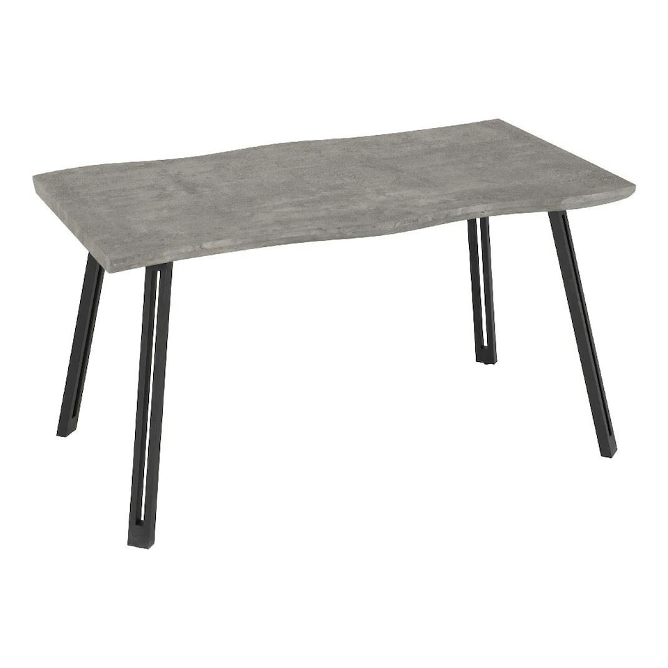 image 1 of Quebec Wave Edge Medium Dining Table Set with 4 Chairs Black | Concrete Effect/Grey