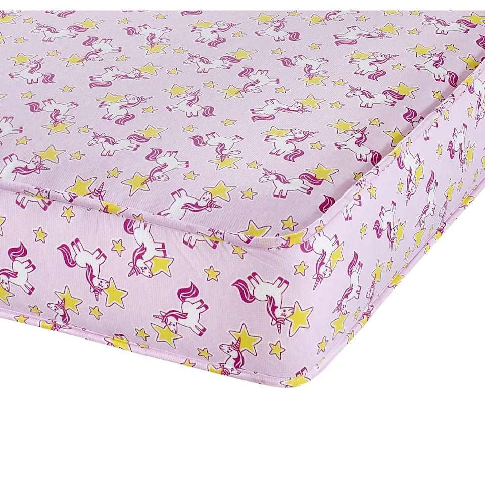 image 1 of Kids Range Pink Unicorn Mattress - 6.5" Deep, Soft Quilted Sleep Surface | Pink | Small Single