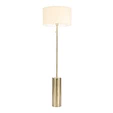 ValueLights Lexy Antique Brass Dimmable Floor Lamp Cream Shade and Bulb