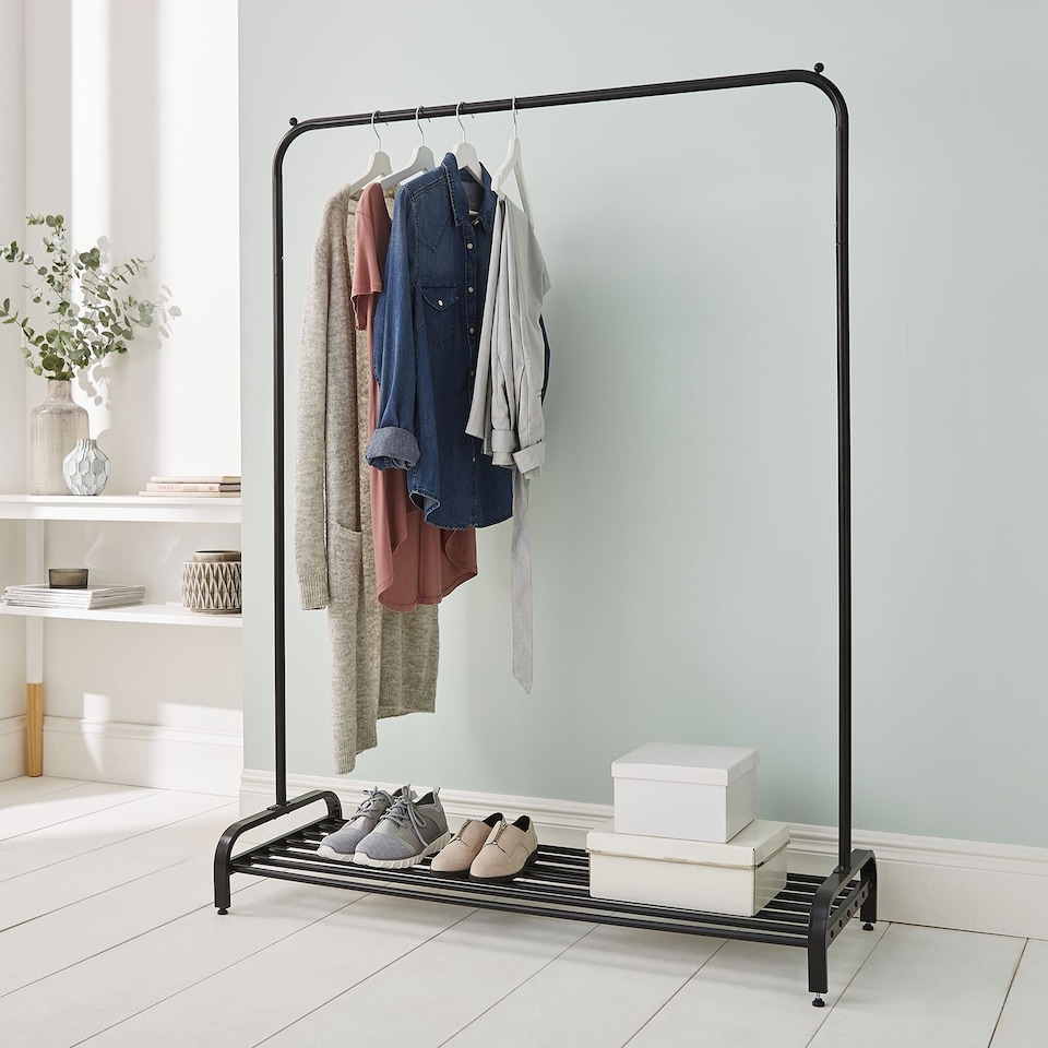 image 1 of House of Home Clothes Rail Garment Rack With Shoe Storage Shelf Adjustable Feet Easy Build
