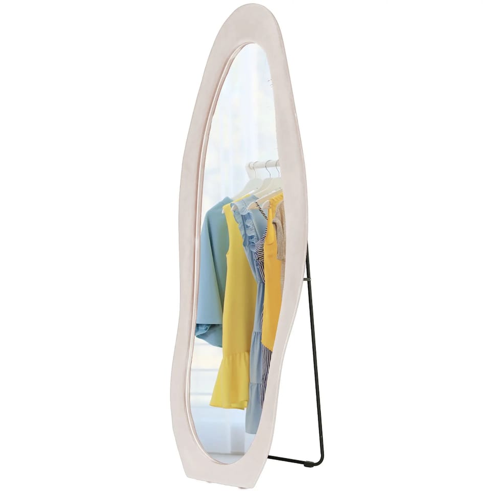 image 1 of Retro Irregular Freestanding Full Length Mirror Pink