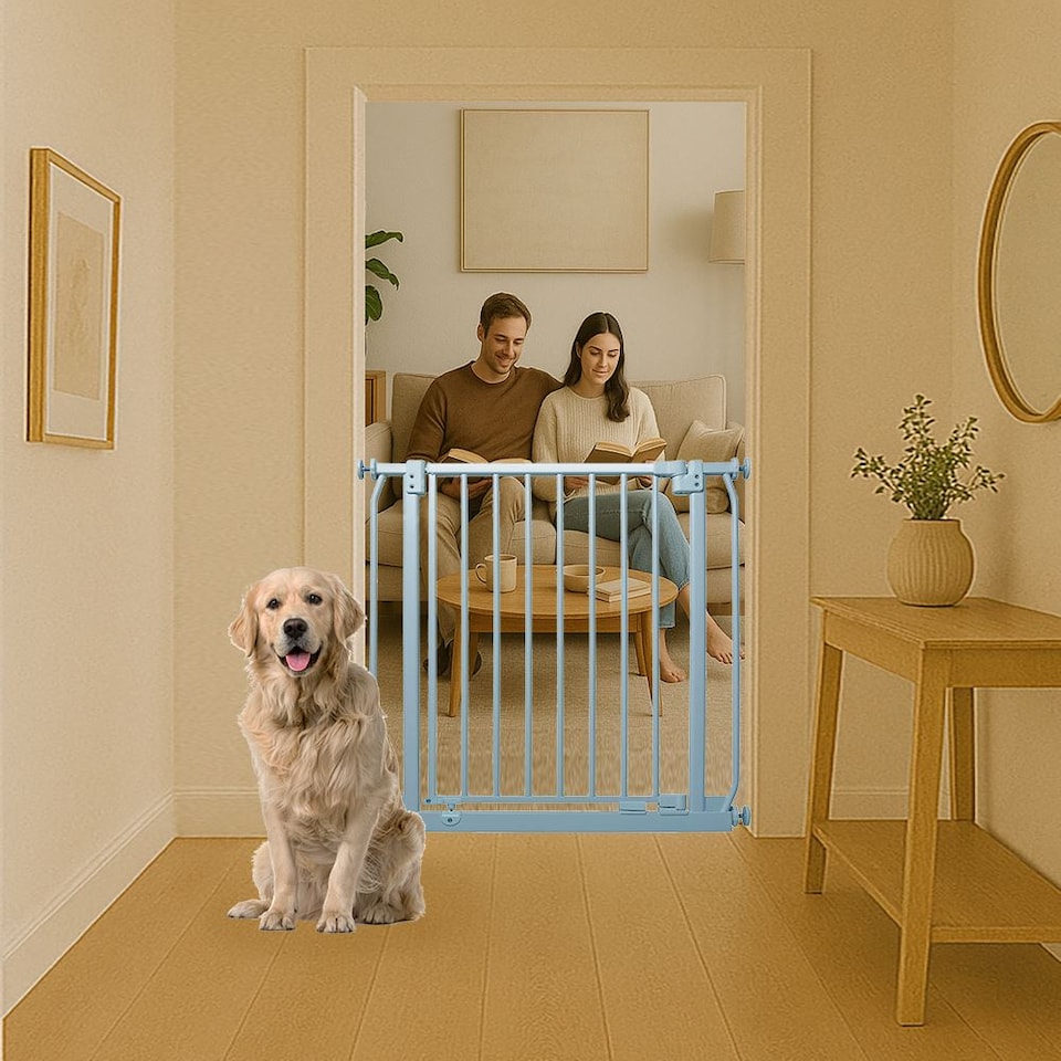 image 1 of Bettacare Extra Tall Elite Dog Gate, 134cm - 143cm, Matt Grey, Extra Tall 96.8cm in Height, Pressure Fit Pet Gate | Grey