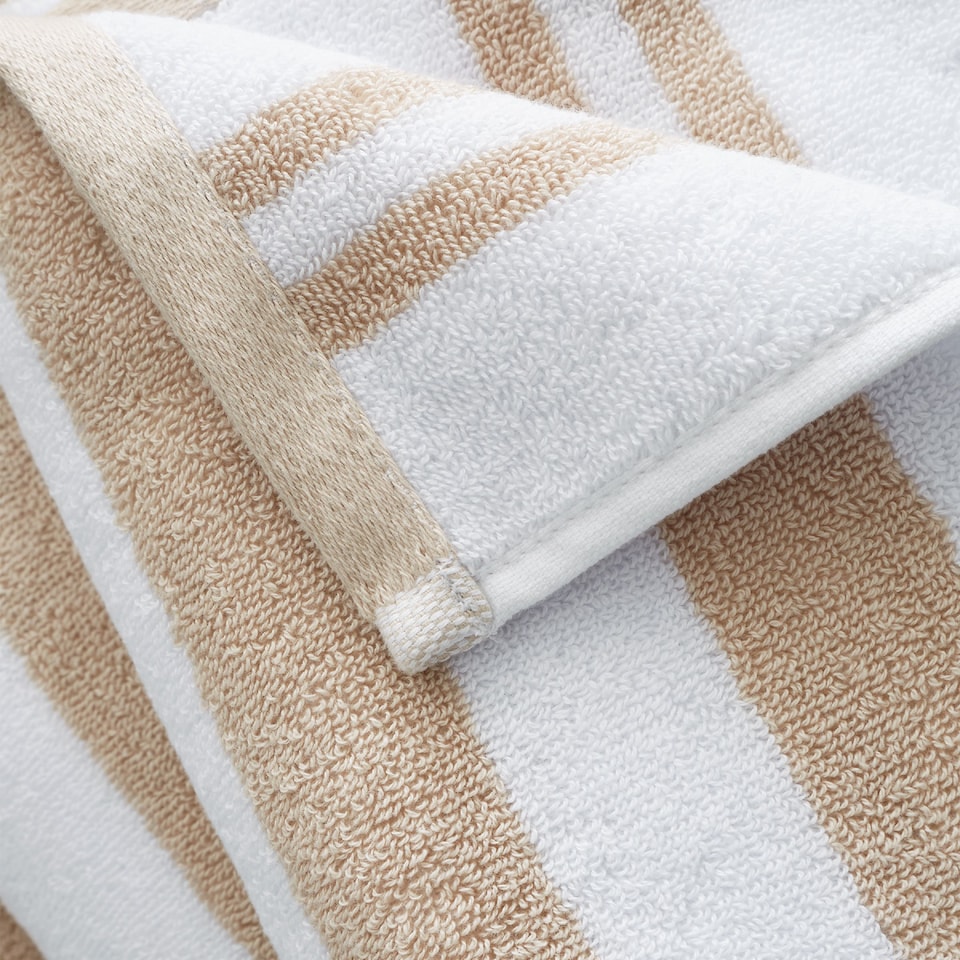 image 1 of Bianca Reversible Stripe Cotton Jacquard Bath Sheet | Cream | Natural | Bath sheet