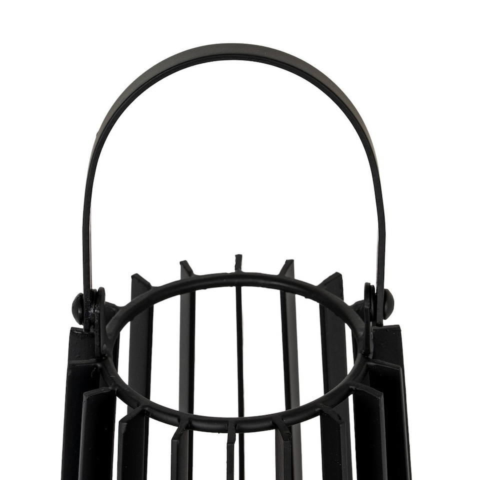 image 1 of Lynk Small Lantern with Handle and Candle Holder - Glass - L12 x W12 x H24 cm - Black
