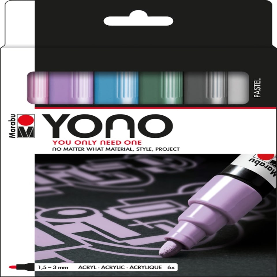 image 1 of Marabu Yono Marker Pen, Pastels, Pack Of 6
