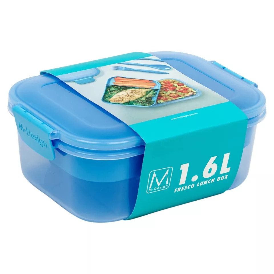 image 1 of 1.6L Airtight Plastic Lunch Boxes | Blue | 1