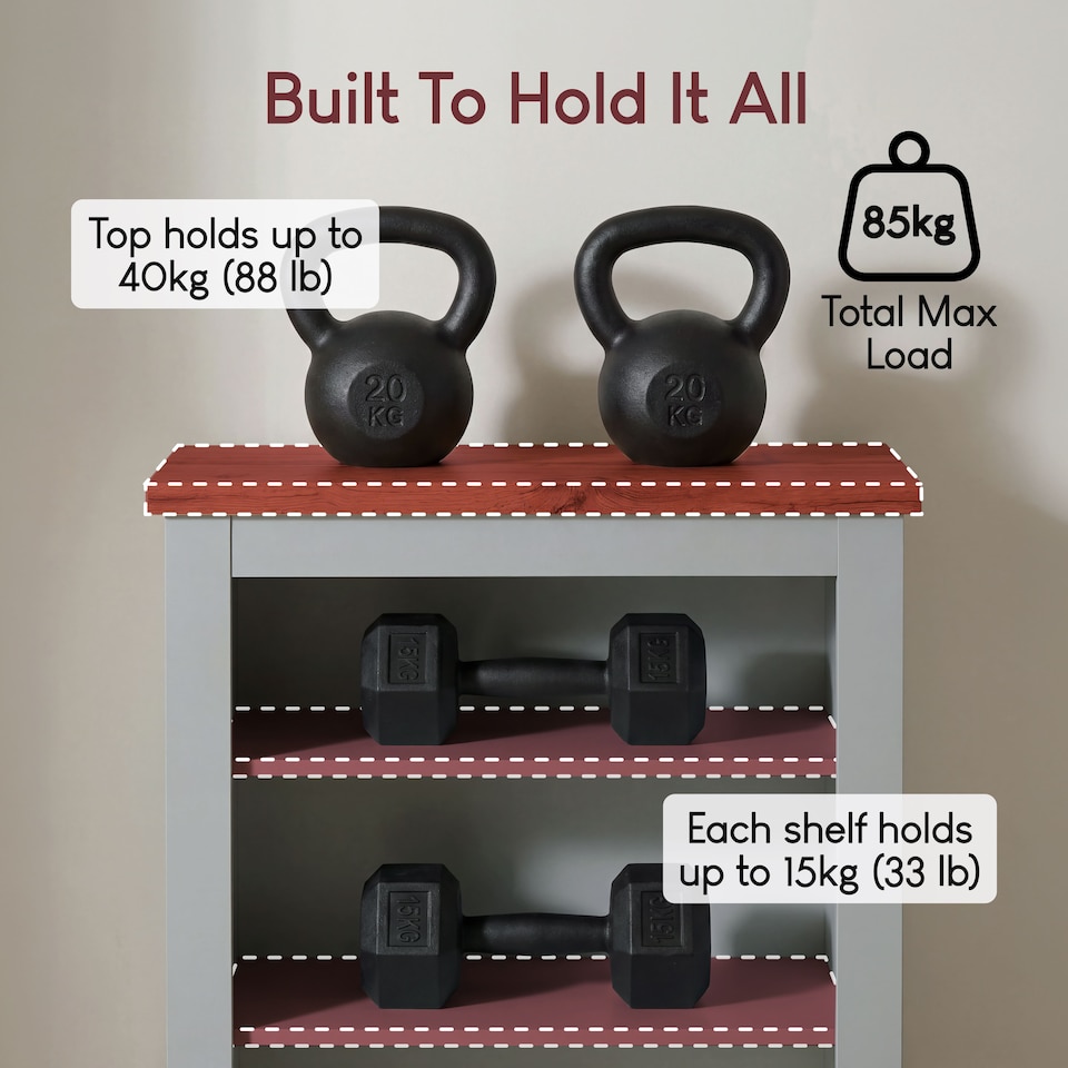 image 1 of Vida Designs Arlington 3 Tier Bookcase Shaker Style Display Storage, Grey & Oak