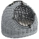 image 1 of Wicker Cat Basket W/ Mat Handle Kitten Pussy Enclosed Bed Portable - Grey