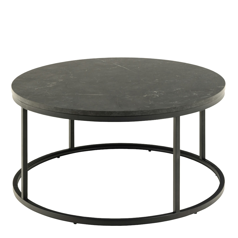 image 1 of Spiro Coffee Table with Black Marble Melamine Top & Black Legs