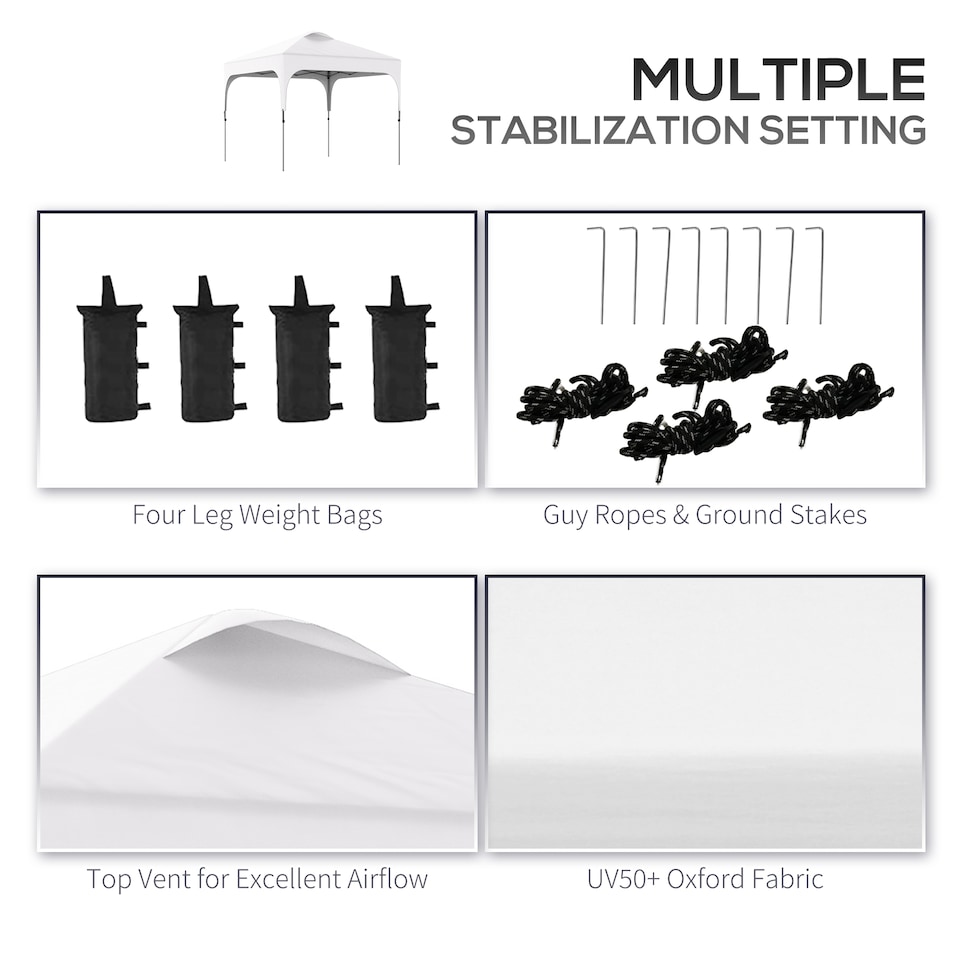image 1 of Outsunny 3 x 3M Pop Up Gazebo, UPF 50 Foldable Canopy Tent with Wheeled Carrybag, 4 Leg Weight Bags, Height Adjustable Marquee Shelter 1 person easy setup for Outdoor Garden Patio Party, White