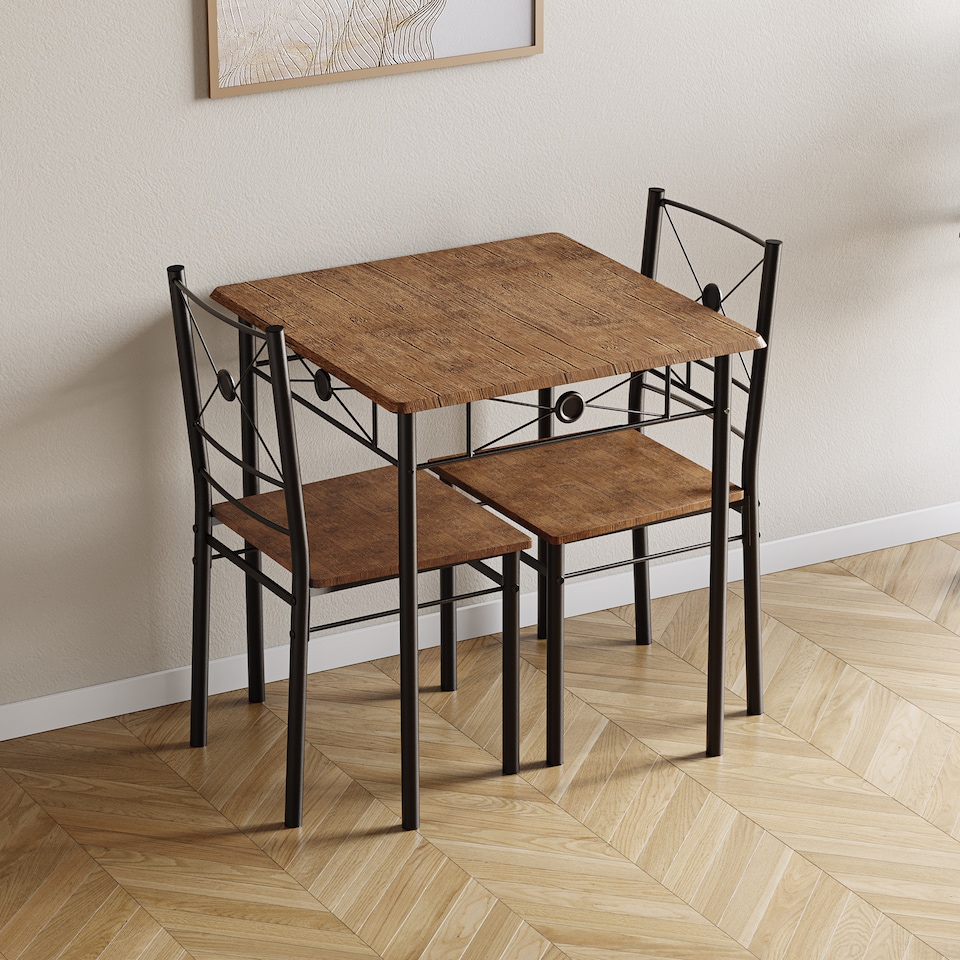 image 1 of Vida Designs Roslyn 2 Seater Dining Set 3 Piece Table & Chairs, Dark Wood