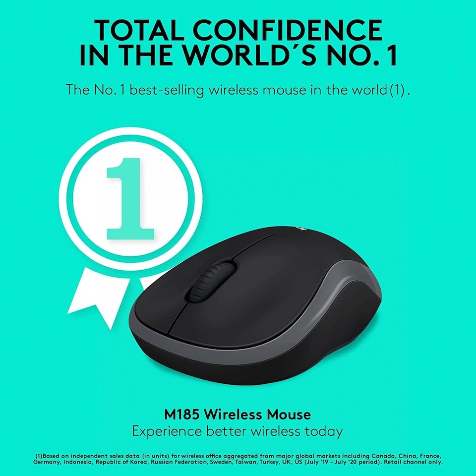 image 1 of Logitech M185 Wireless Mouse Gray
