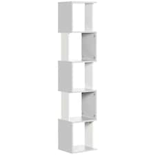 HOMCOM Modern 5-Tier Bookshelf, Freestanding Bookcase Storage Shelving for Living Room Home Office Study, White and Light Grey