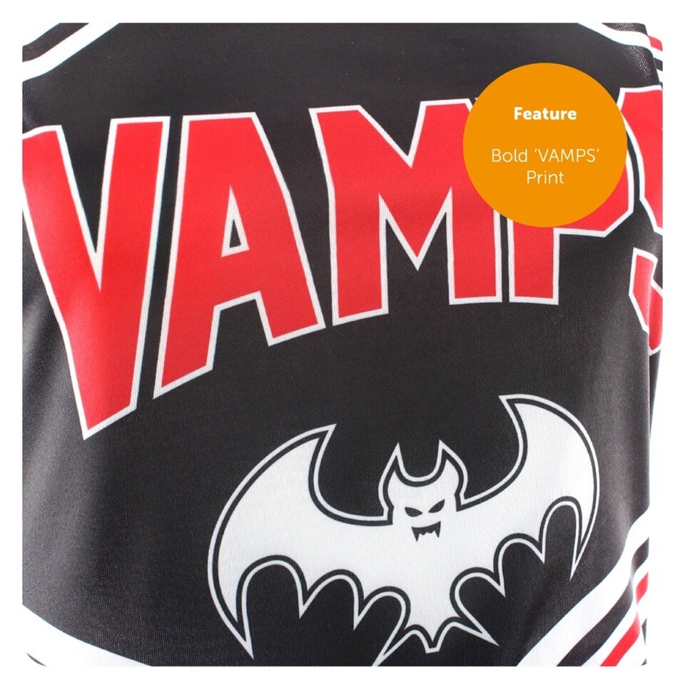 image 1 of Vampire Cheerleader Costume - Facepaint and Pom Poms | Black | XL