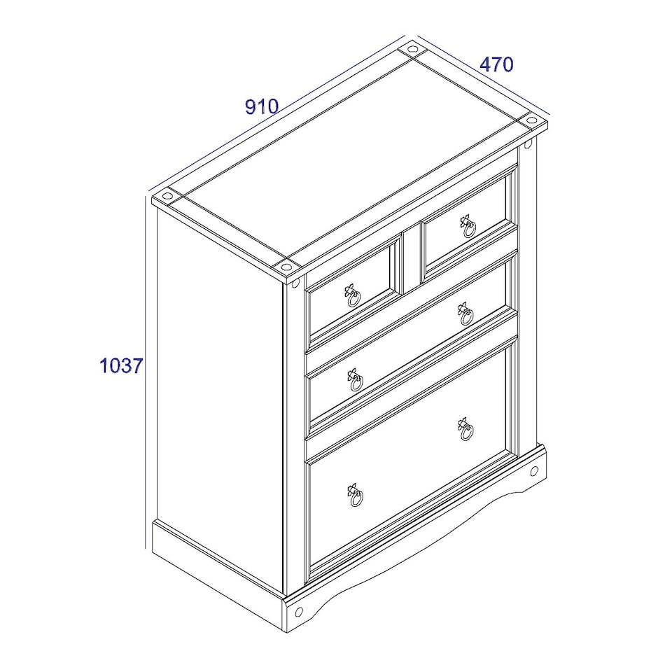 image 1 of Premium Corona 2+2 Chest of Drawers - Industrial Style Bedroom Storage Cabinet with Spacious Drawers | Grey | Grey | 1