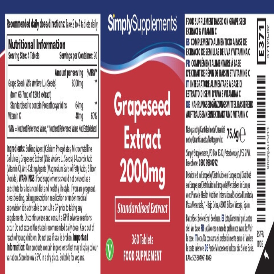 image 1 of Grapeseed 2,000mg - 360 Tablets