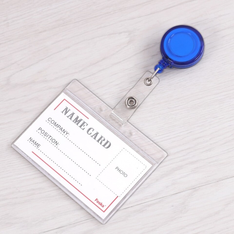 image 1 of Box of 100 Blue Pull Reel for Name Badge Holder