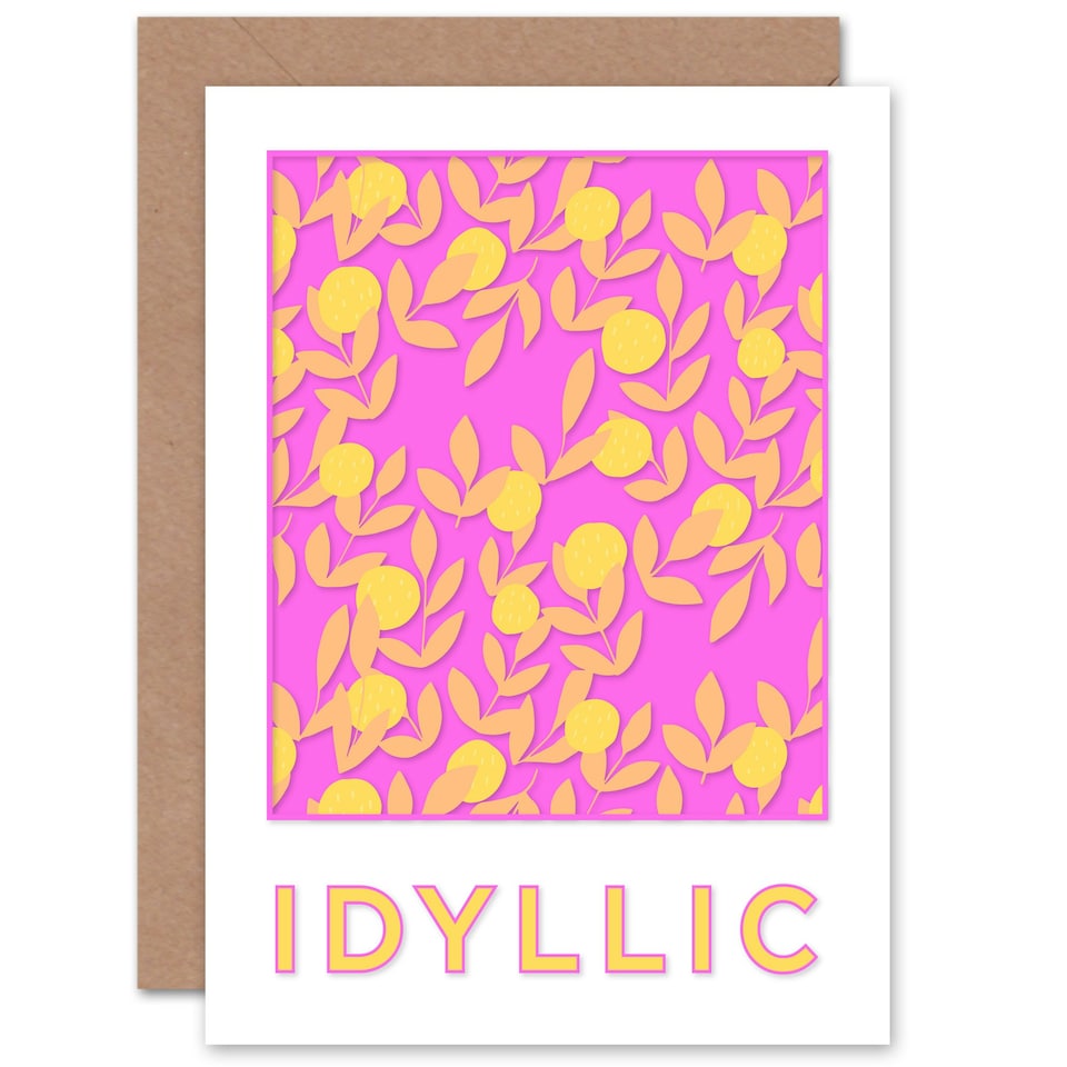 image 1 of Floral Idyllic Bright Pink Quote Pattern Birthday Card