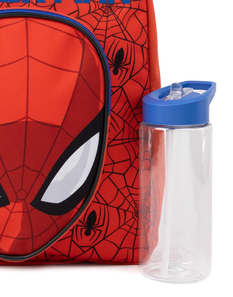 image 1 of Marvel Spider-Man Boys Backpack Set | Kids 4 Piece Red Rucksack Set with School Bag, Pencil Case, Lunch Bag & Water Bottle | Spiderman Complete Matching Bundle | Back to School Gifts For Children | Red | Red