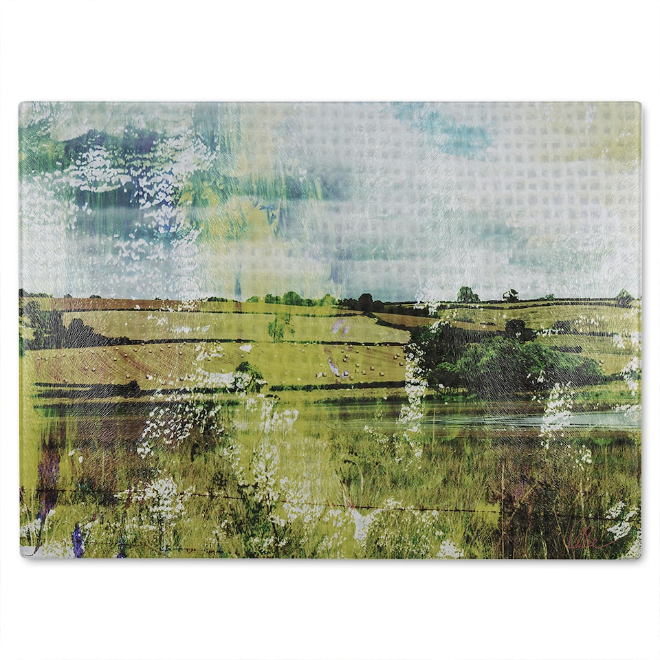 image 1 of Classic Lake View Glass Chopping Board | Multi