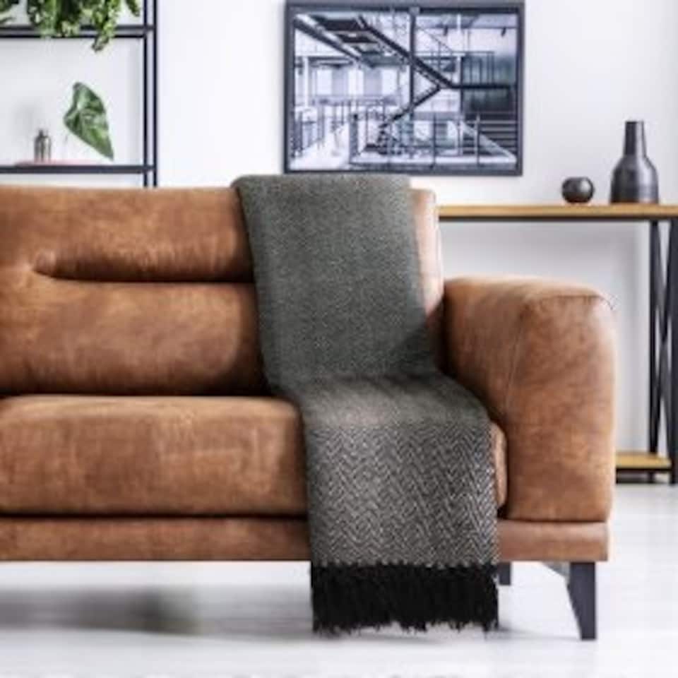 image 1 of Hartley Collection Recycled Cotton Throw in Black (90" x 100")
