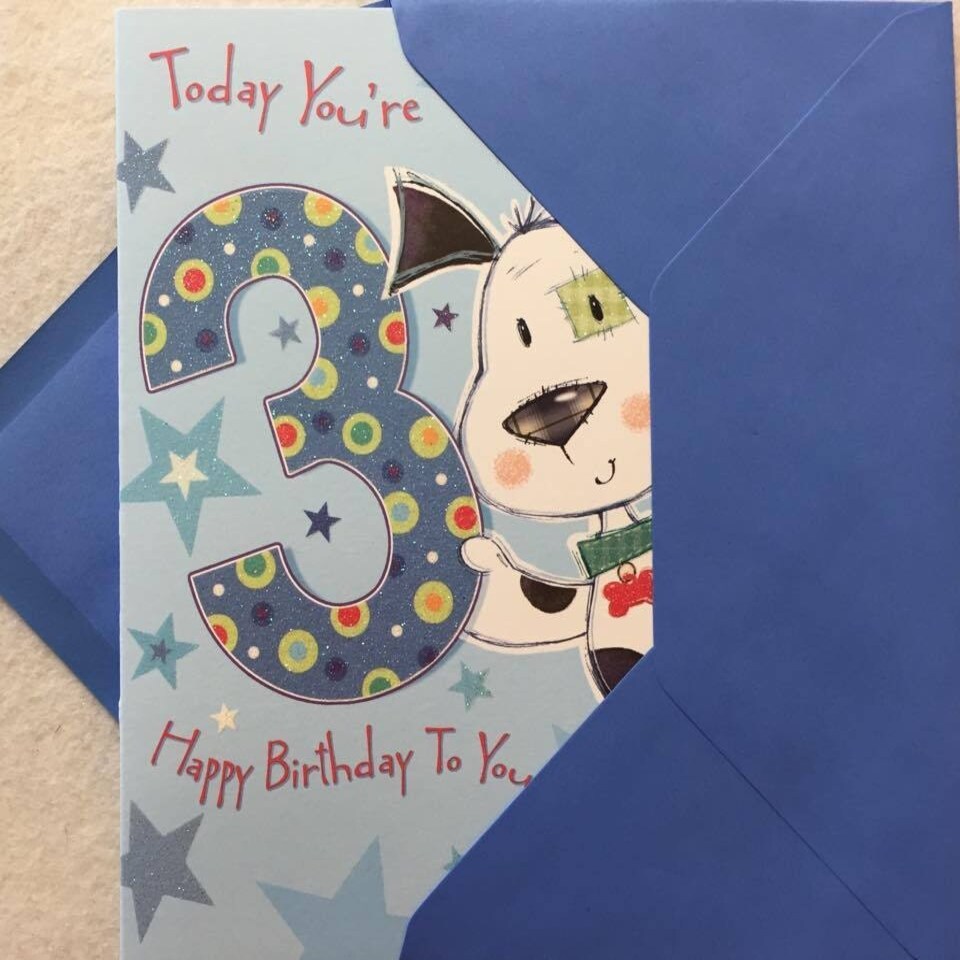 image 1 of Today you`re 3 Happy Birthday Card