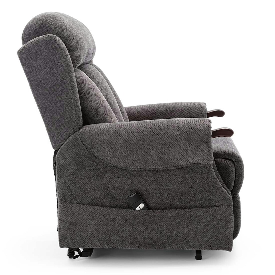 image 1 of Halton Electric Fabric Heavy Duty Single Motor Rise Recliner Lift Mobility Chair (Charcoal)