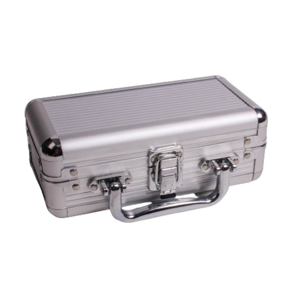 image 1 of Traditional Silver Empty Poker Chip Plaque Case - Holds up to 40 Pieces