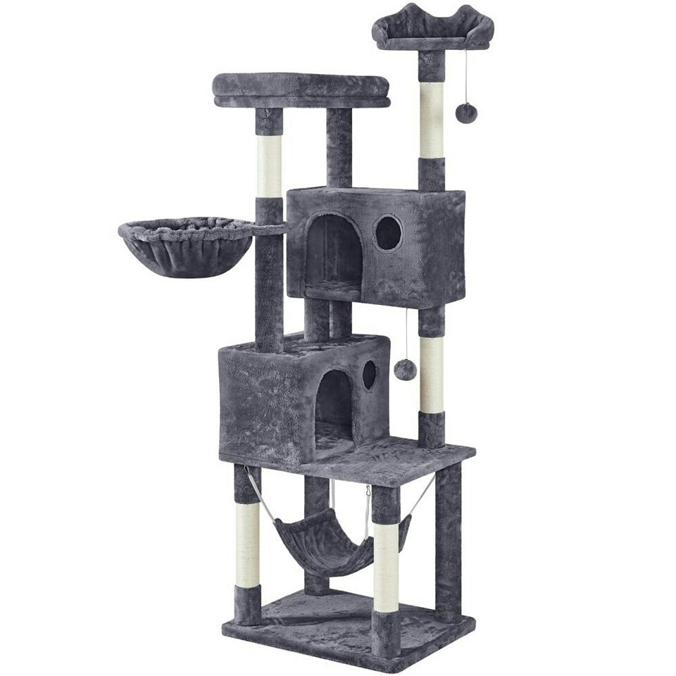 image 1 of Yaheetech 185 cm Tall Large Plush Cat Tower Dark Grey