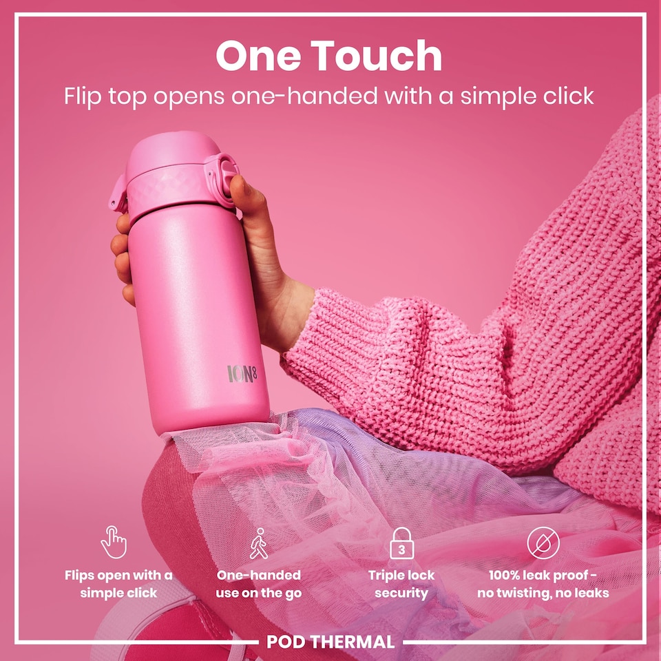 image 1 of Leak Proof Water Bottle, Vacuum Insulated, 320ml (11oz) | Pink | Rose Bloom | One Size