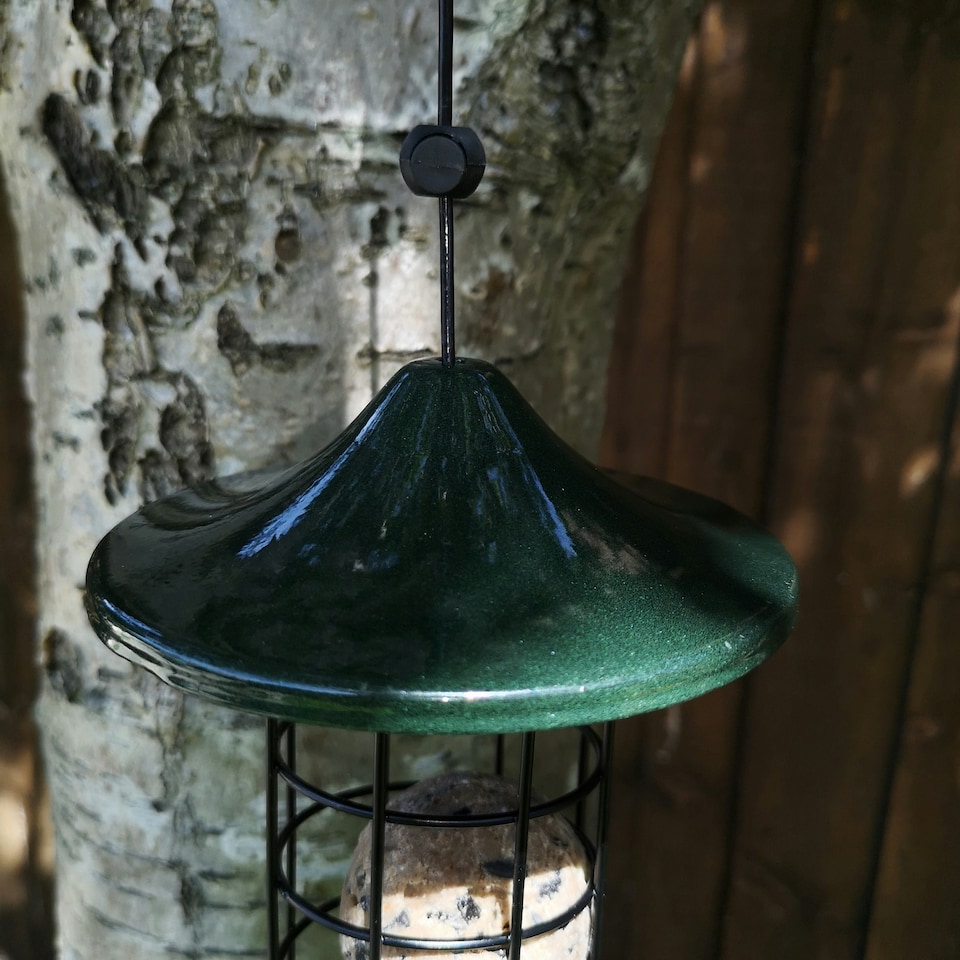 image 1 of Tom Chambers Oriental Stylish Garden Wild Bird Hanging Green Metal Fat Ball Feeder