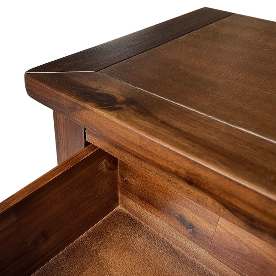 image 1 of Duchy Acacia 3 Drawer Brown Bedside Table - Fully Assembled By Roseland Furniture