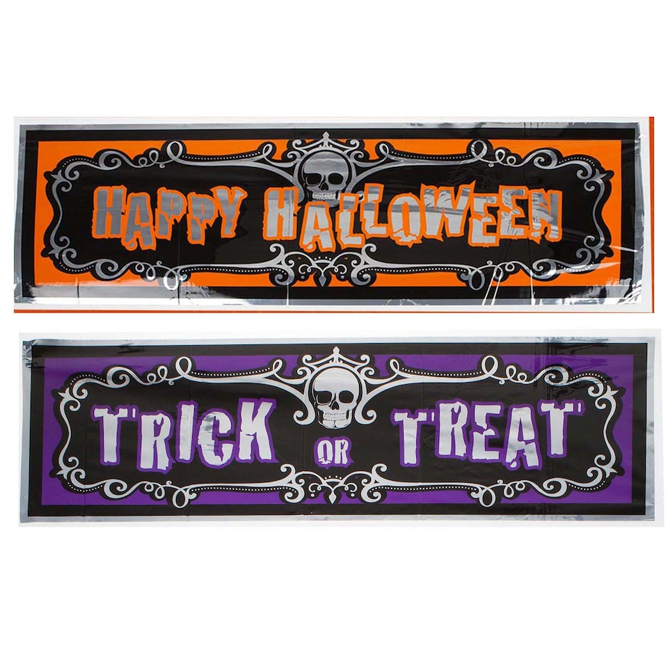 image 1 of PMS Happy Halloween Banner 3ft Decoration - Trick or Treat Party Sign